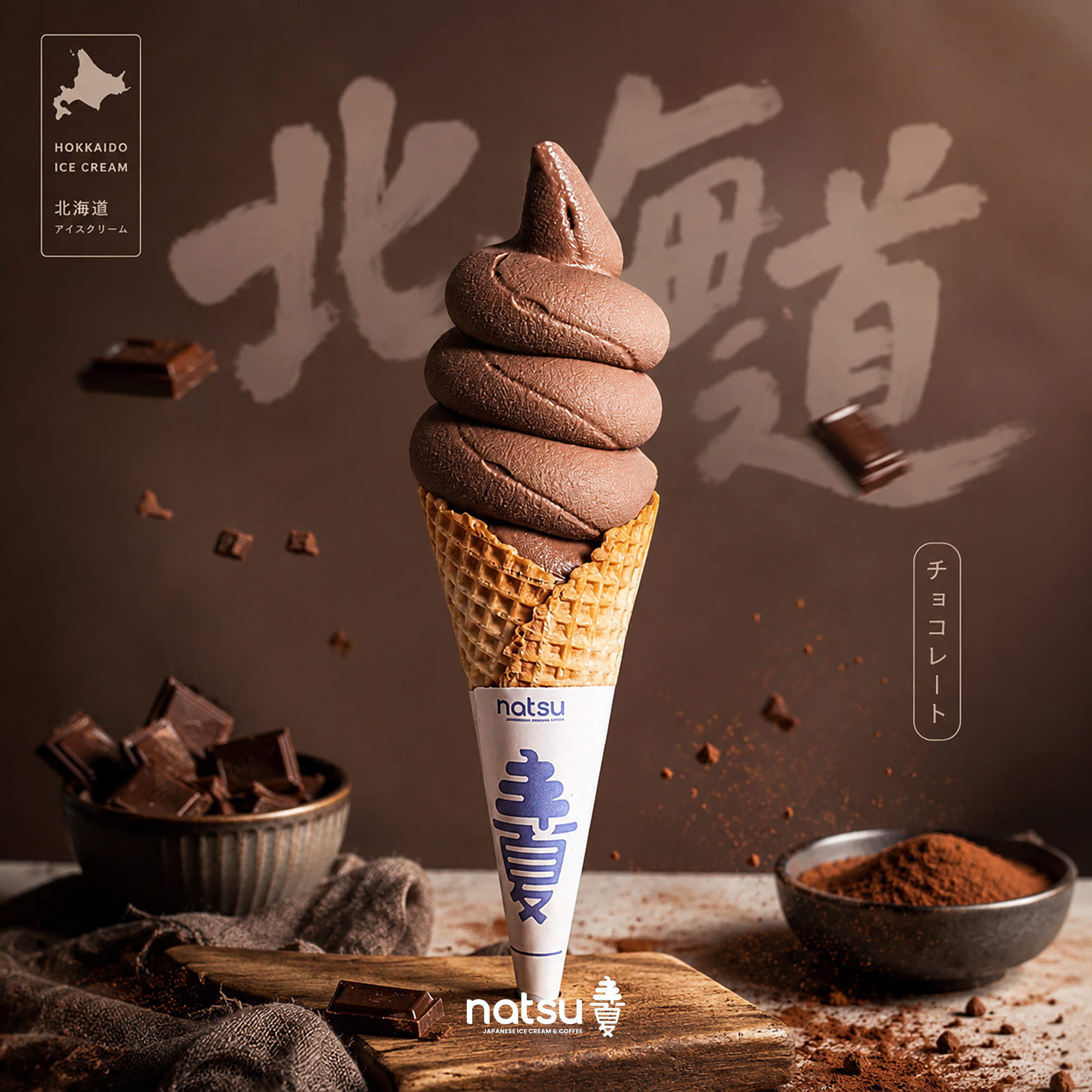 Hokkaido Ice Cream Cone Coklat
