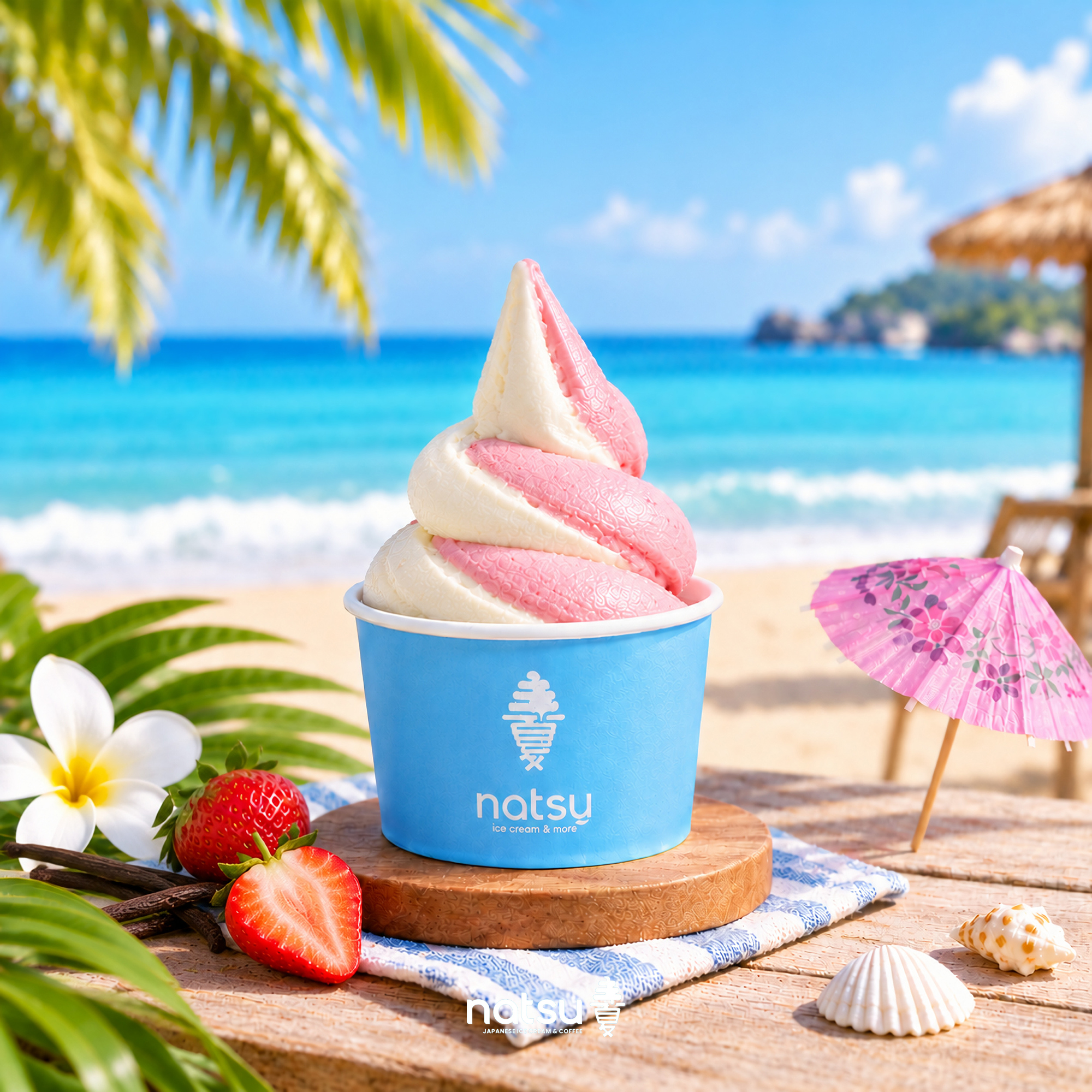Hokkaido Ice Cream Mix Sundae (Vanilla x Strawberry)
